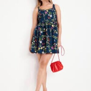 Old Navy Navy Floral Square-Neck Sundress with Bright Blooms